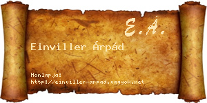 Einviller Árpád névjegykártya